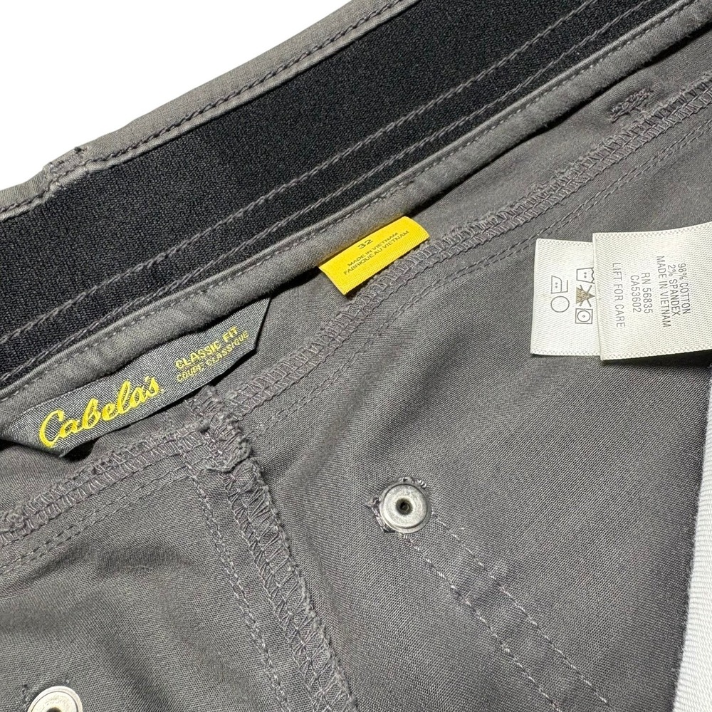 Cabela's Cargo Shorts 32 Grey Classic Fit Stretch Cotton Utility Hiking M25ST106 - Picture 4 of 8